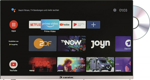 TV Vision CAV širokouhlý televízor s DVB-T2 HD, DVB-S2 HD, DVD prehrávačom, Bluetooth a Smart TV Stic, 22 palcov